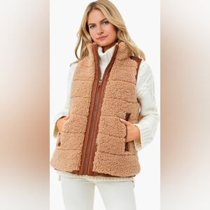 Tuckernuck Camel Leather and Shearling Reversible Beckham Vest size Medium